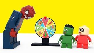 Superhero Babies Playing With A Magic Wheel of Fortune ❤ Lego Superhero Movies For Kids