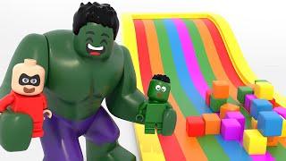 Superhero Babies Playing With Gaint Slide & Colorful Boxes ❤ Lego Superhero Movies For Kids
