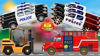Good VS Evil Police Car | Scary Monster Truck | Learn Street Vehicles for Kids | Fire Truck Cartoon